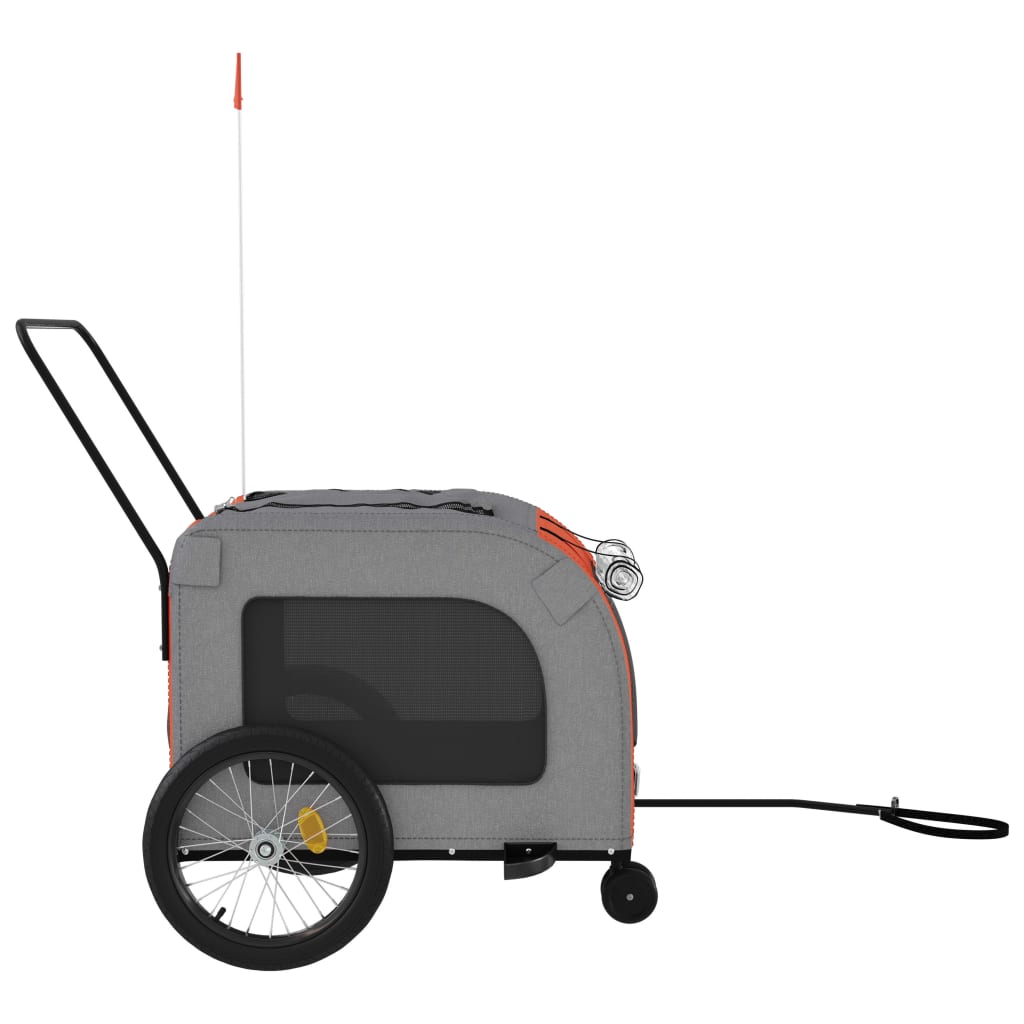 Hondenfietstrailer oxford stof en ijzer oranje en grijs 68 x 134 x 73 cm orange