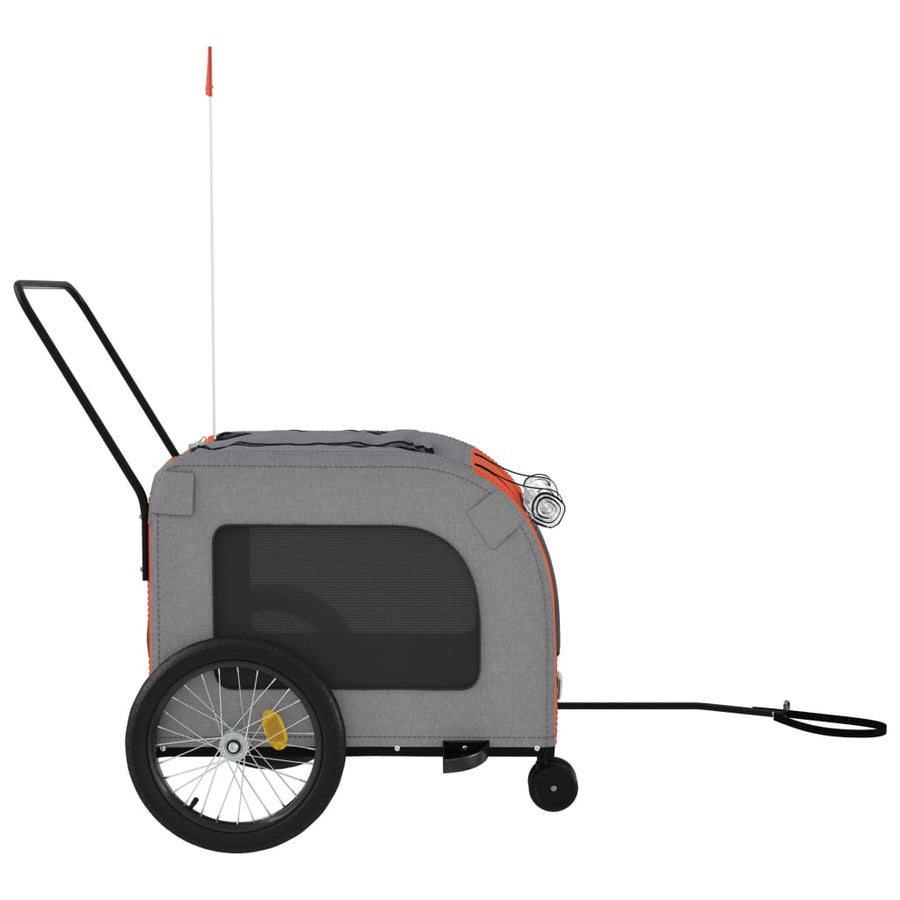 Hondenfietstrailer oxford stof en ijzer oranje en grijs 68 x 134 x 73 cm orange