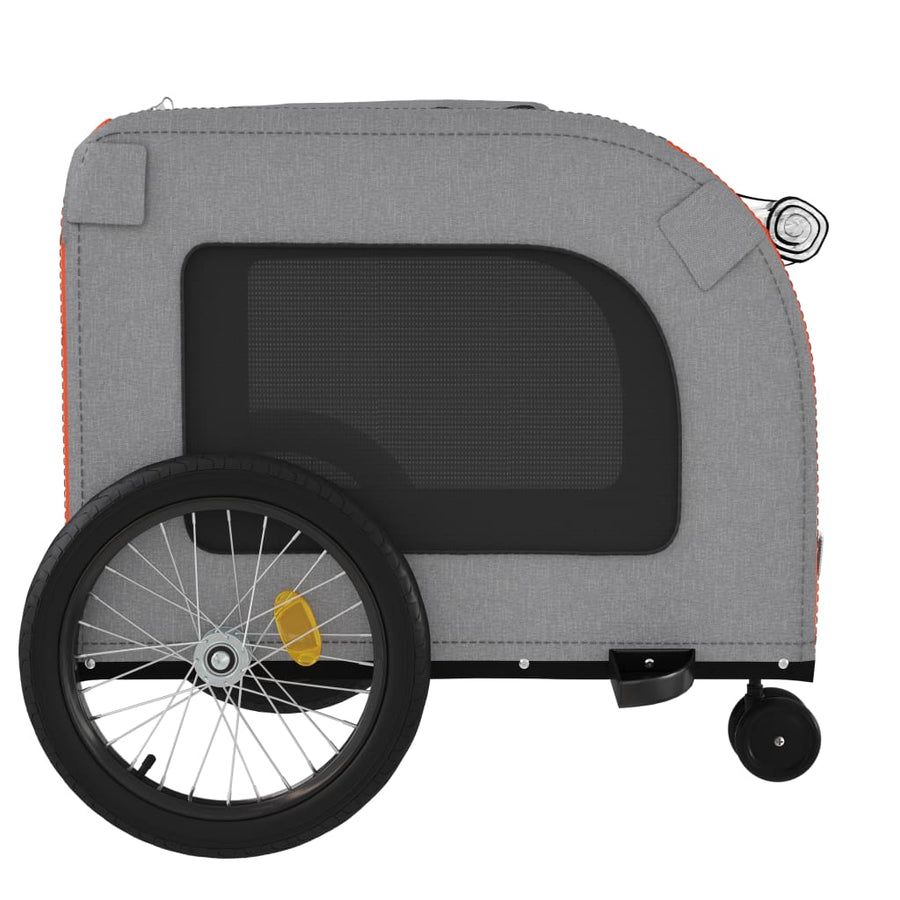 Hondenfietstrailer oxford stof en ijzer oranje en grijs 68 x 134 x 73 cm orange