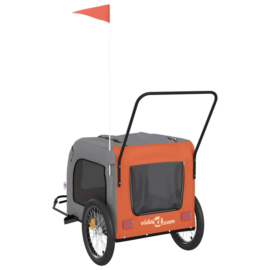 Hondenfietstrailer oxford stof en ijzer oranje en grijs 68 x 134 x 73 cm orange