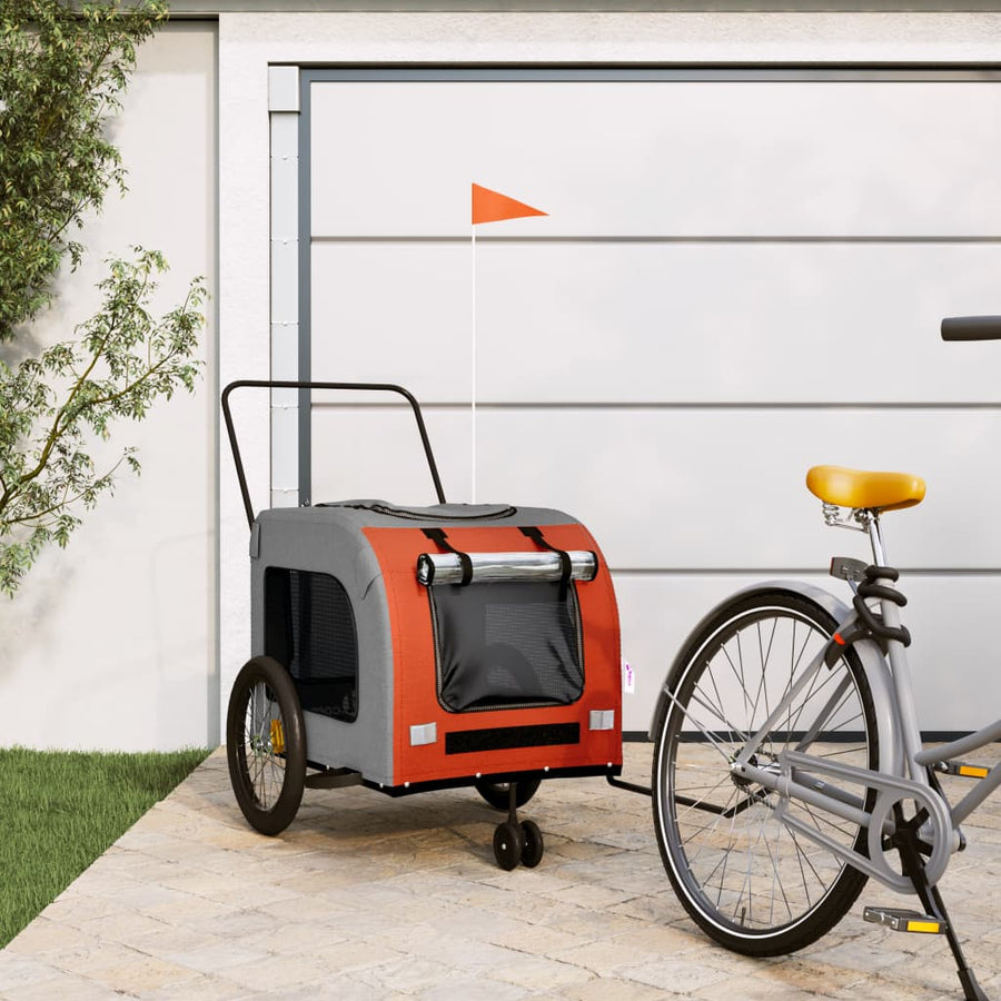 Hondenfietstrailer oxford stof en ijzer oranje en grijs 68 x 134 x 73 cm orange