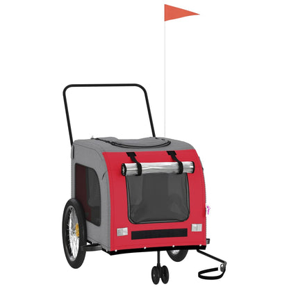 Hondenfietstrailer oxford stof en ijzer rood en grijs 68 x 134 x 73 cm Rood