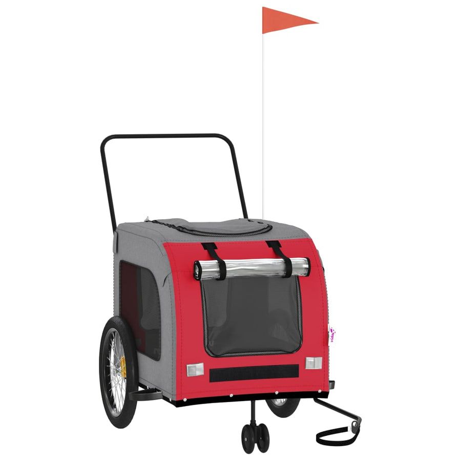 Hondenfietstrailer oxford stof en ijzer rood en grijs 68 x 134 x 73 cm Rood