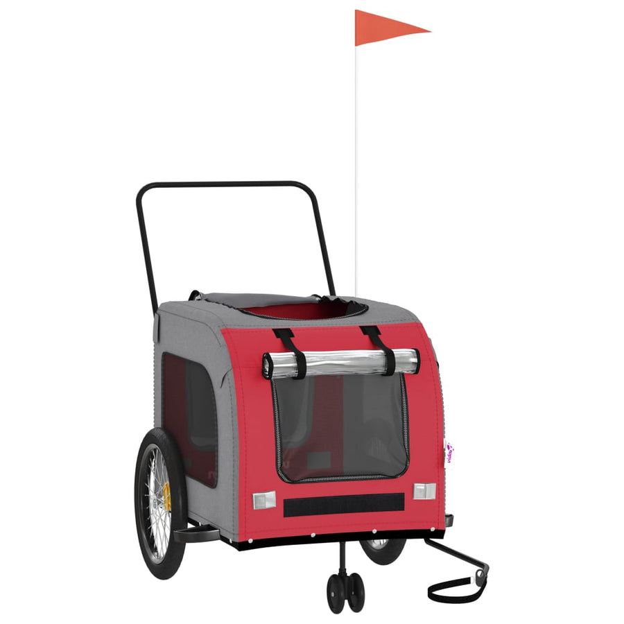 Hondenfietstrailer oxford stof en ijzer rood en grijs 68 x 134 x 73 cm Rood