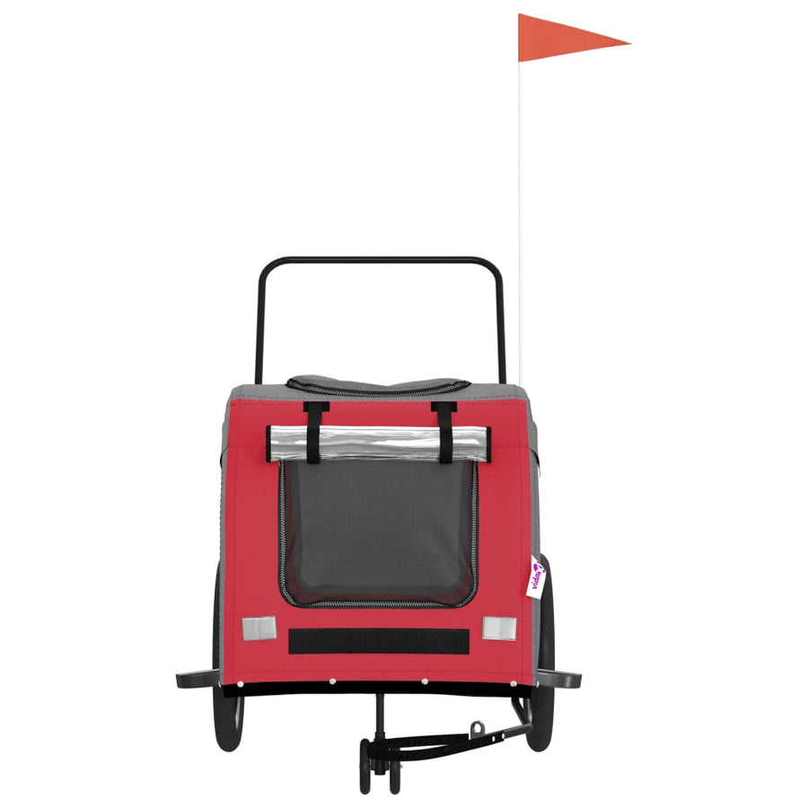 Hondenfietstrailer oxford stof en ijzer rood en grijs 68 x 134 x 73 cm Rood