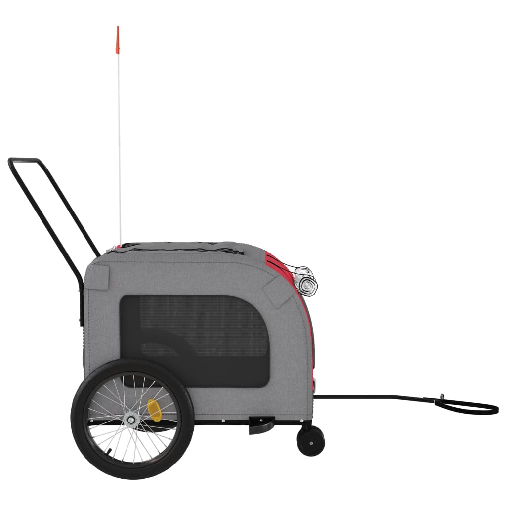 Hondenfietstrailer oxford stof en ijzer rood en grijs 68 x 134 x 73 cm Rood