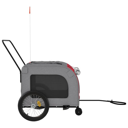 Hondenfietstrailer oxford stof en ijzer rood en grijs 68 x 134 x 73 cm Rood