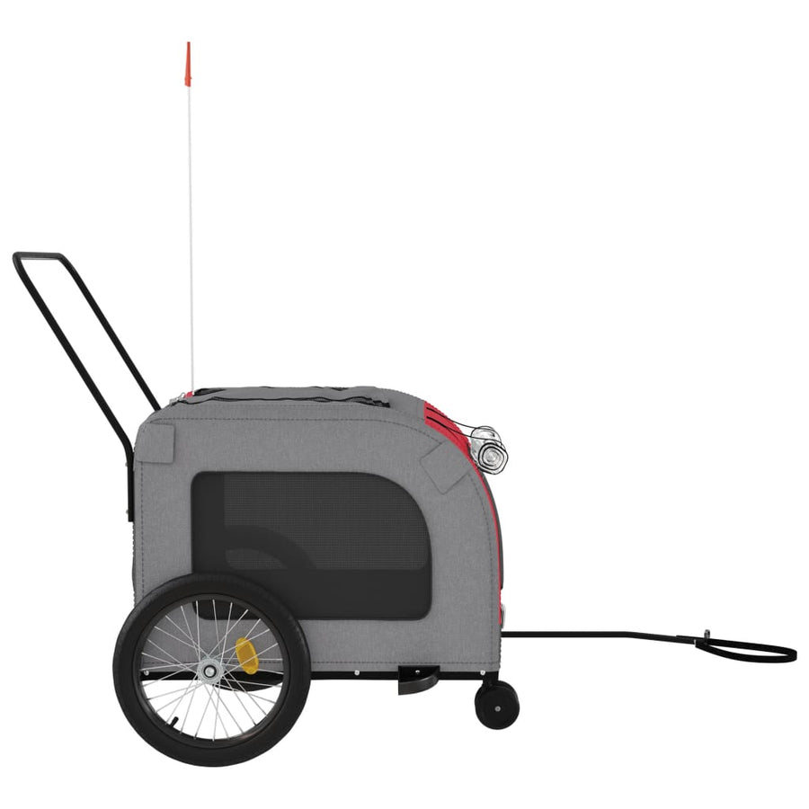 Hondenfietstrailer oxford stof en ijzer rood en grijs 68 x 134 x 73 cm Rood