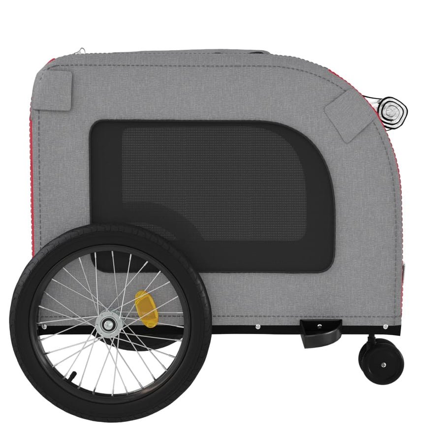 Hondenfietstrailer oxford stof en ijzer rood en grijs 68 x 134 x 73 cm Rood
