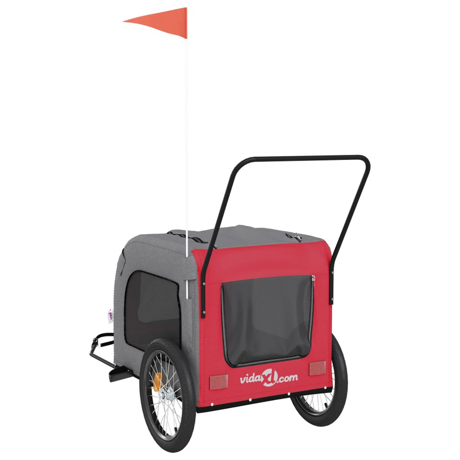 Hondenfietstrailer oxford stof en ijzer rood en grijs 68 x 134 x 73 cm Rood