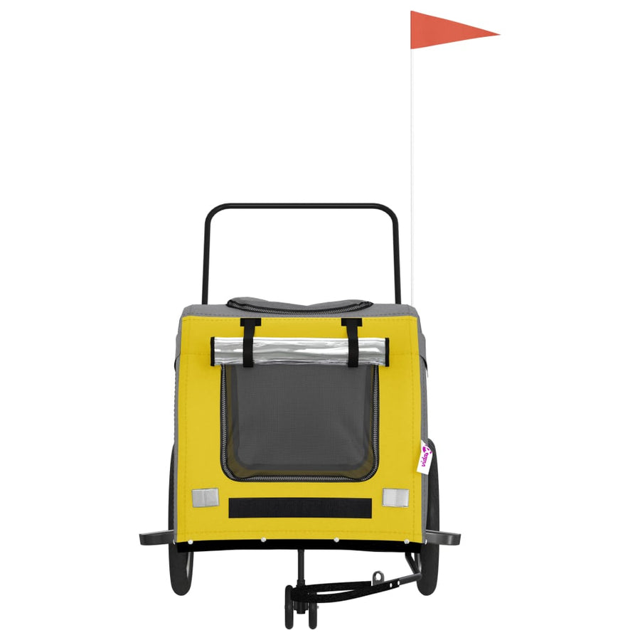 Hondenfietstrailer oxford stof en ijzer geel en grijs 68 x 134 x 73 cm Geel