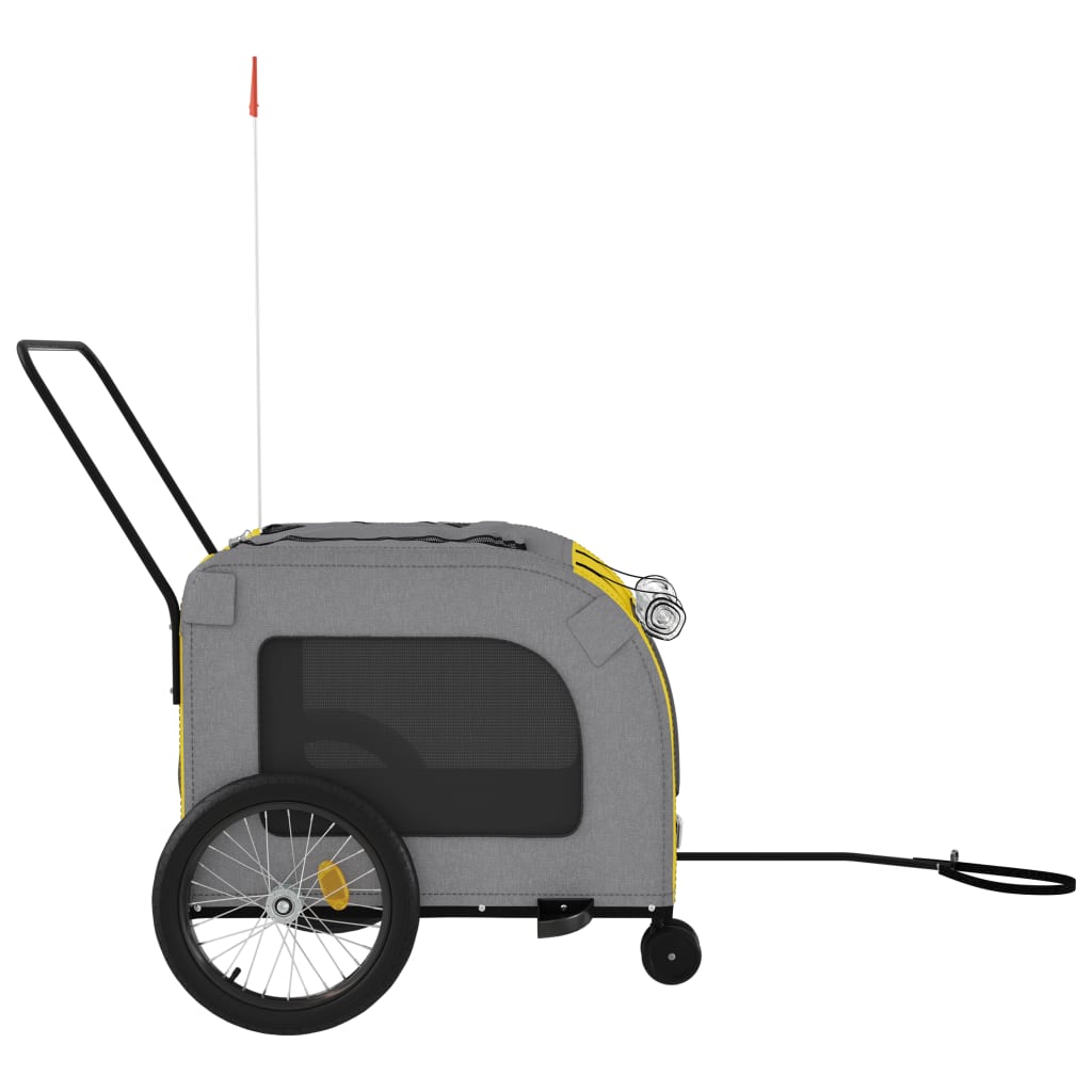 Hondenfietstrailer oxford stof en ijzer geel en grijs 68 x 134 x 73 cm Geel