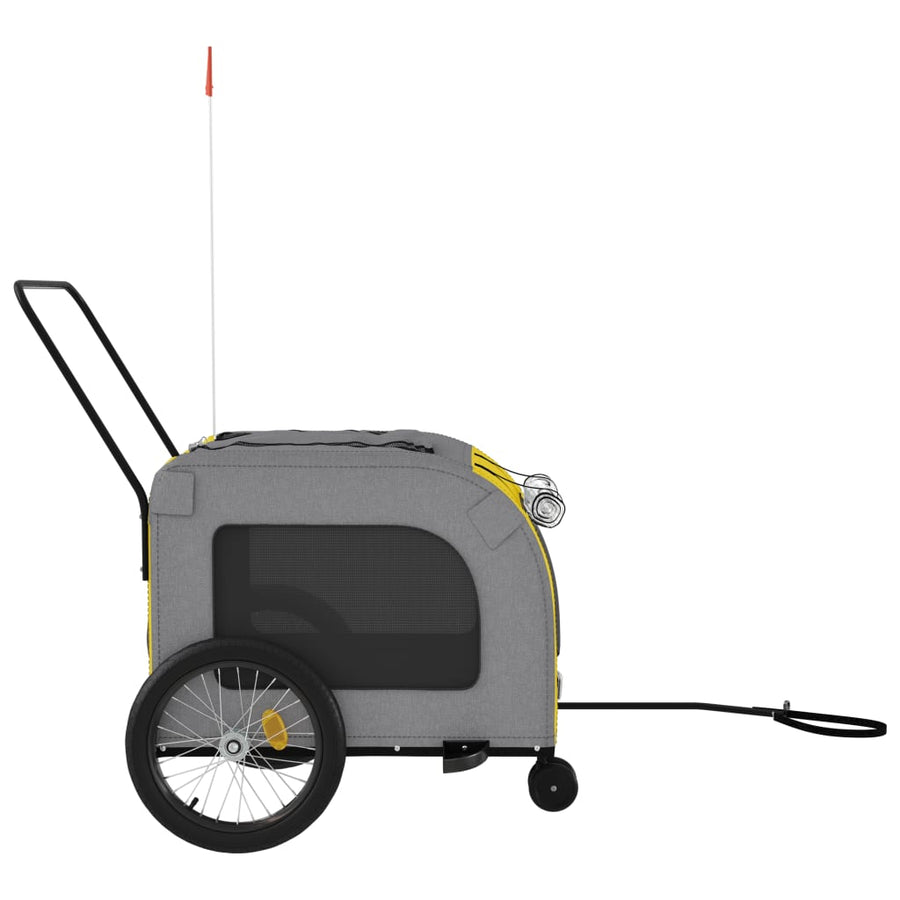 Hondenfietstrailer oxford stof en ijzer geel en grijs 68 x 134 x 73 cm Geel