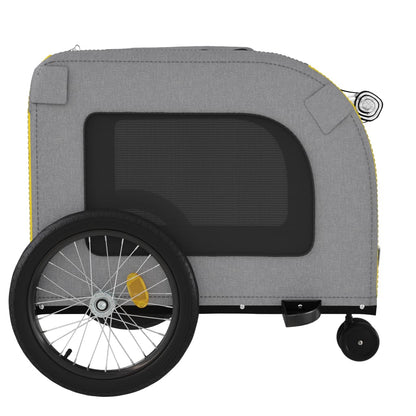 Hondenfietstrailer oxford stof en ijzer geel en grijs 68 x 134 x 73 cm Geel