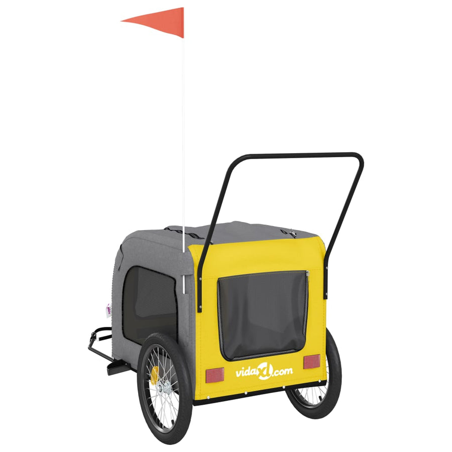 Hondenfietstrailer oxford stof en ijzer geel en grijs 68 x 134 x 73 cm Geel