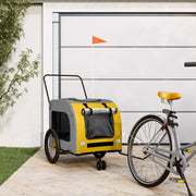 Hondenfietstrailer 68x134x73 cm geel grijs