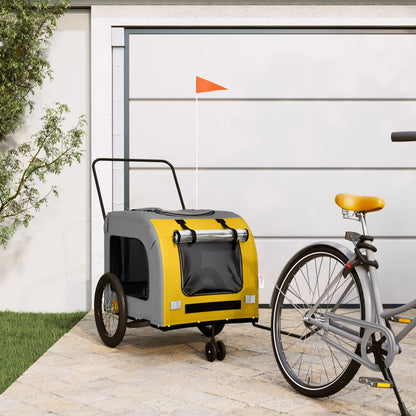 Hondenfietstrailer oxford stof en ijzer geel en grijs 68 x 134 x 73 cm Geel