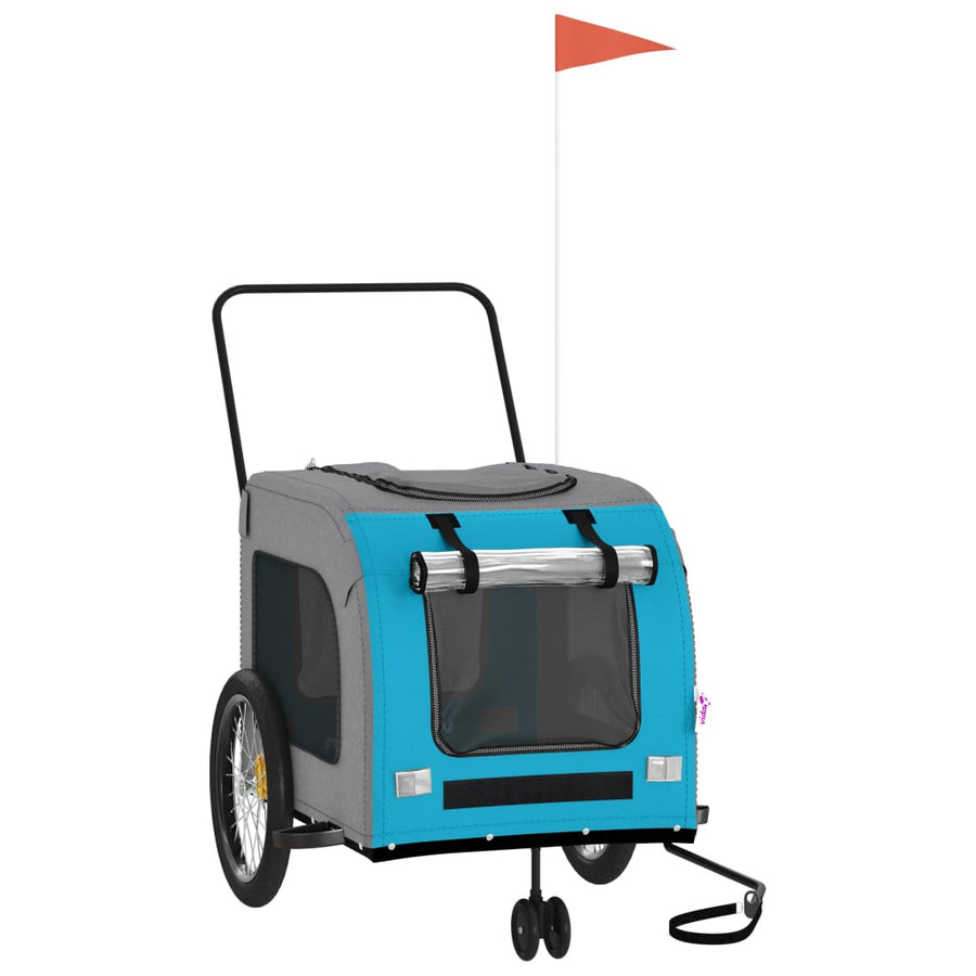 Hondenfietstrailer oxford stof en ijzer blauw en grijs 68 x 134 x 73 cm Blauw