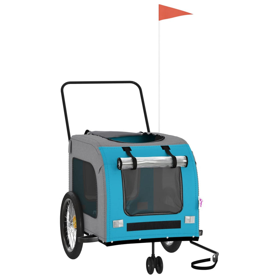 Hondenfietstrailer oxford stof en ijzer blauw en grijs 68 x 134 x 73 cm Blauw