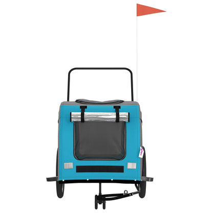 Hondenfietstrailer oxford stof en ijzer blauw en grijs 68 x 134 x 73 cm Blauw