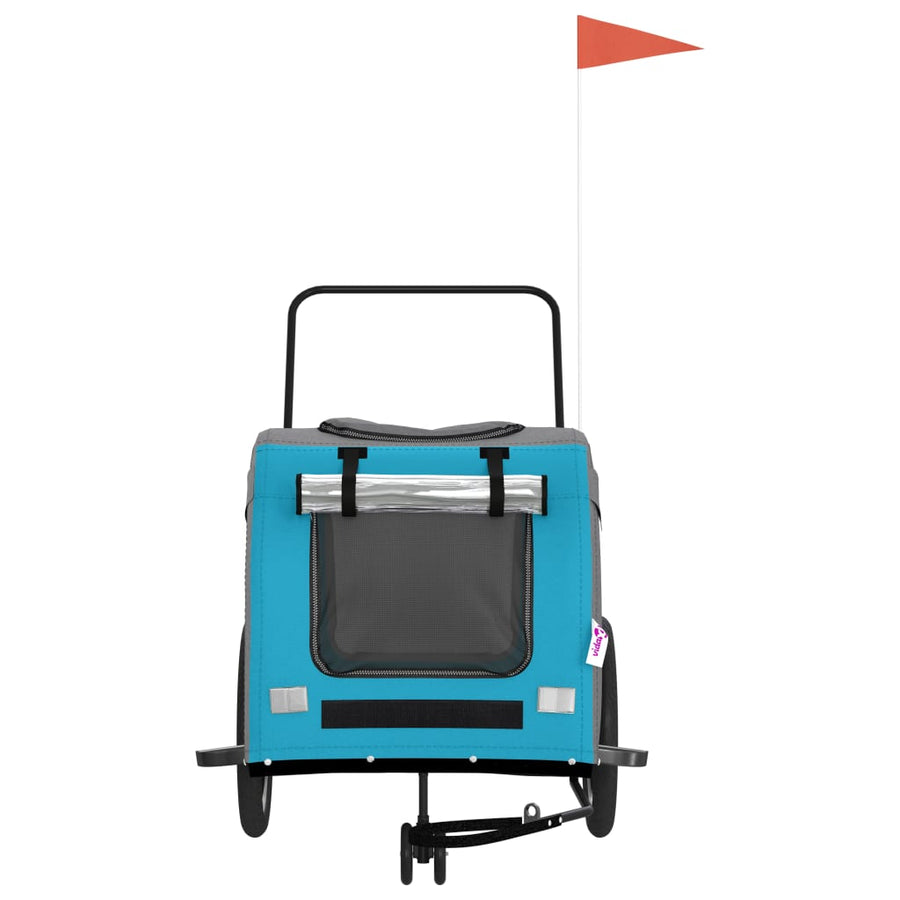 Hondenfietstrailer oxford stof en ijzer blauw en grijs 68 x 134 x 73 cm Blauw