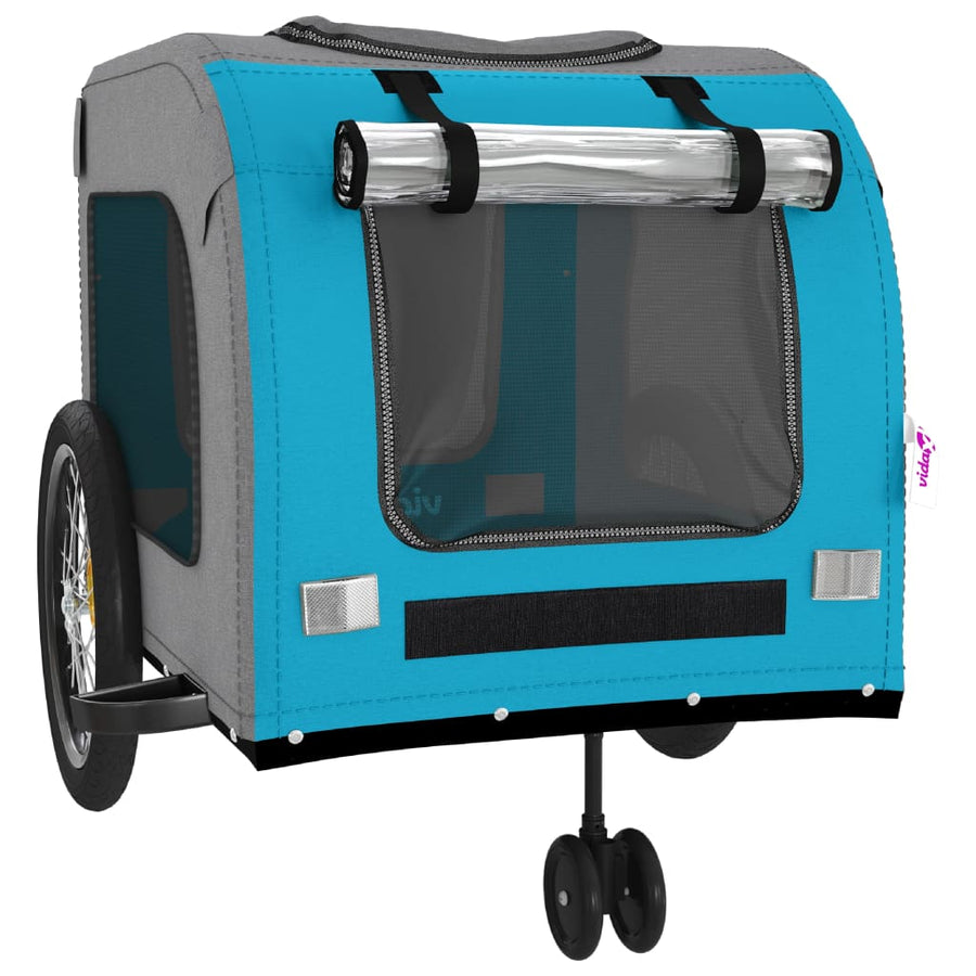 Hondenfietstrailer oxford stof en ijzer blauw en grijs 68 x 134 x 73 cm Blauw