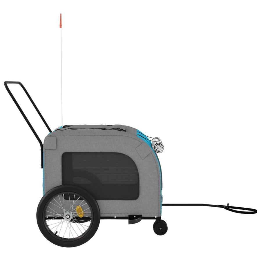 Hondenfietstrailer oxford stof en ijzer blauw en grijs 68 x 134 x 73 cm Blauw