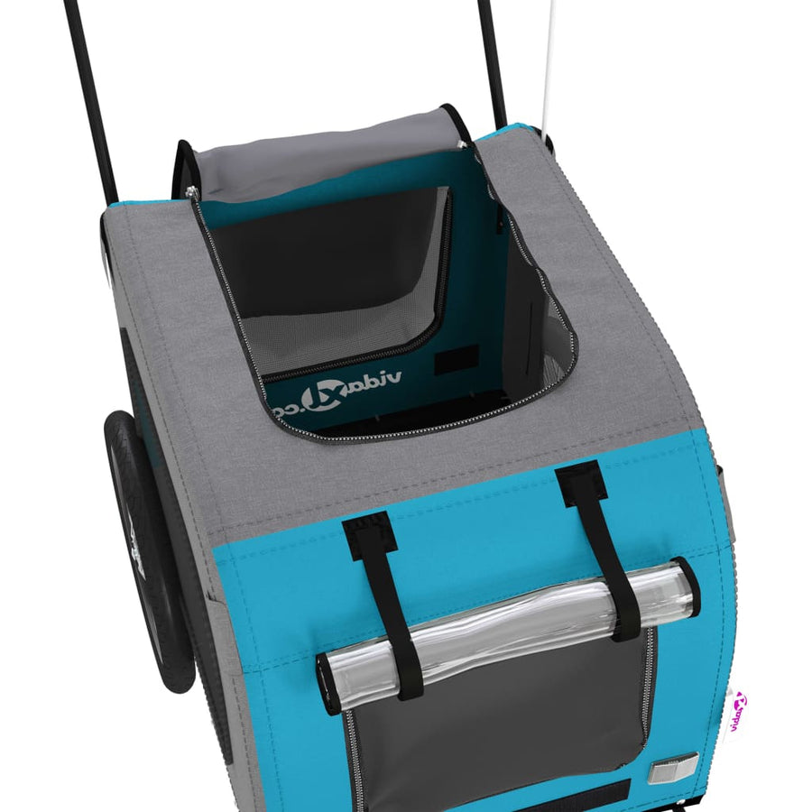 Hondenfietstrailer oxford stof en ijzer blauw en grijs 68 x 134 x 73 cm Blauw