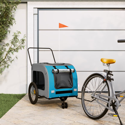 Hondenfietstrailer oxford stof en ijzer blauw en grijs 68 x 134 x 73 cm Blauw