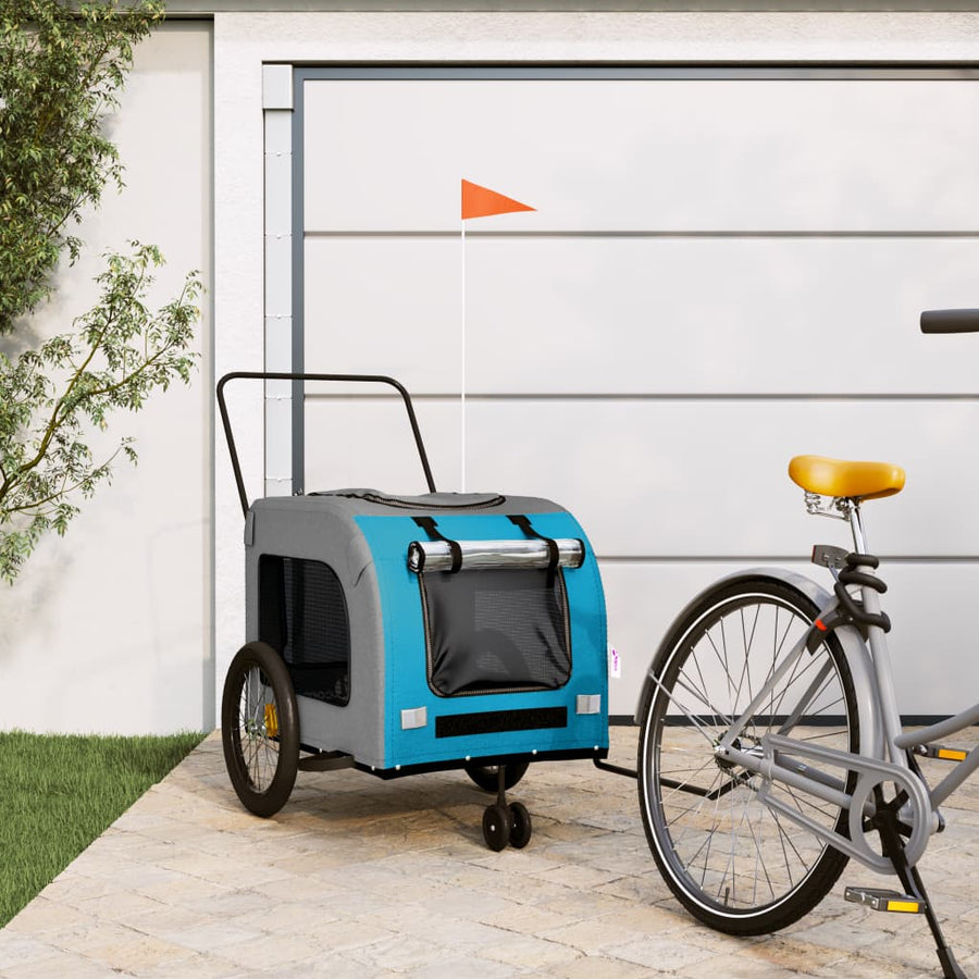 Hondenfietstrailer oxford stof en ijzer blauw en grijs 68 x 134 x 73 cm Blauw