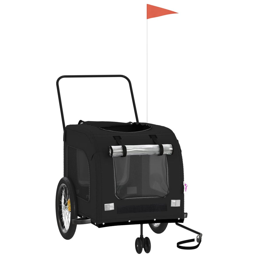 Hondenfietstrailer oxford stof en ijzer zwart 68 x 134 x 73 cm Zwart