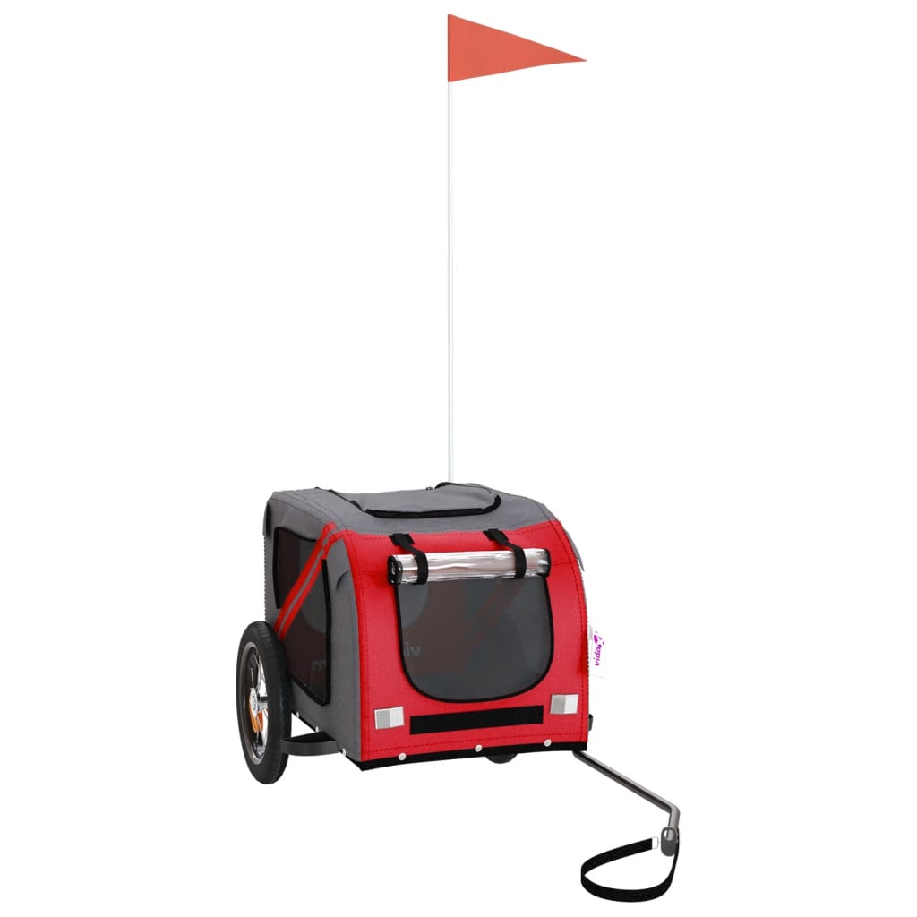 Hondenfietstrailer Oxford Stof En Ijzer En Grijs 124 x 53 x 53 cm Rood