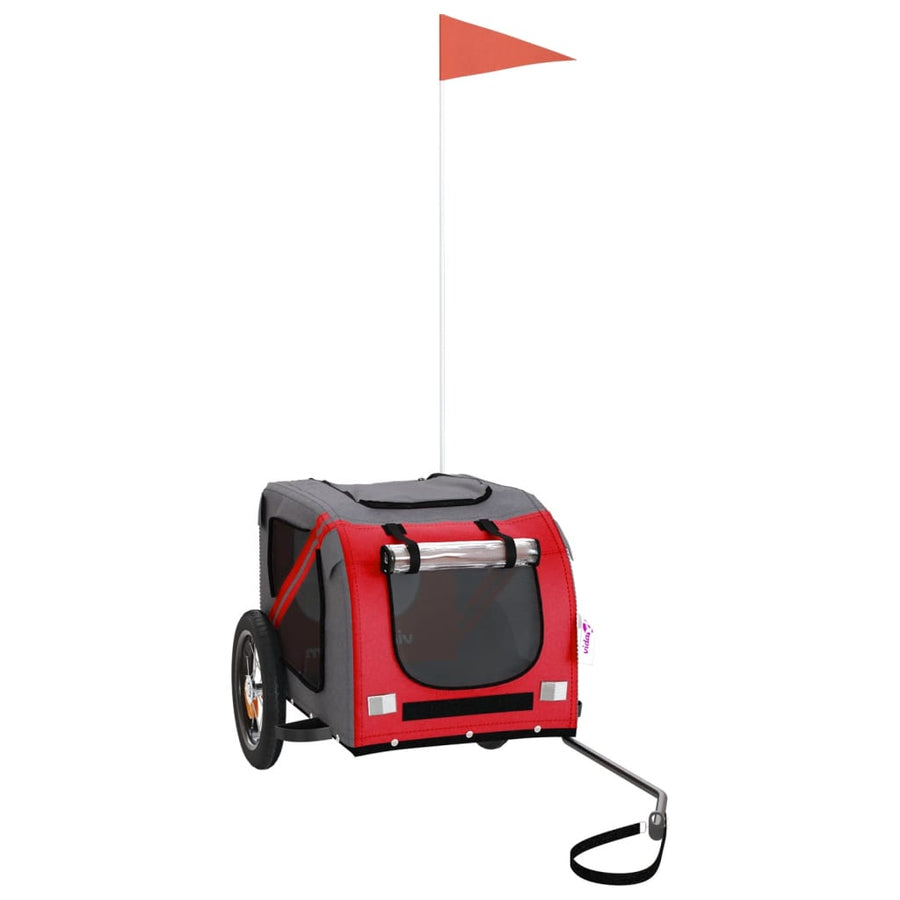 Hondenfietstrailer Oxford Stof En Ijzer En Grijs 124 x 53 x 53 cm Rood