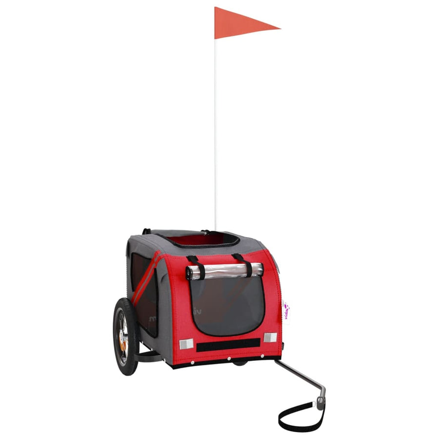 Hondenfietstrailer Oxford Stof En Ijzer En Grijs 124 x 53 x 53 cm Rood