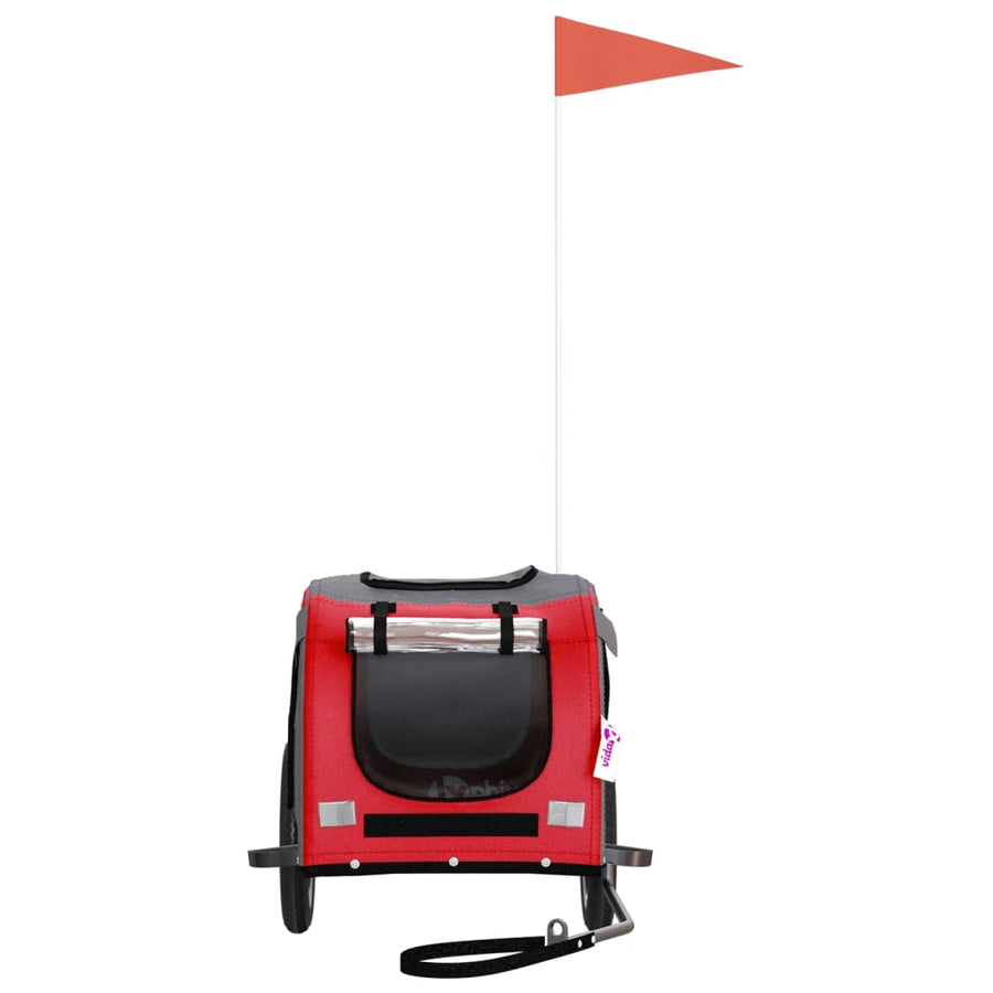 Hondenfietstrailer Oxford Stof En Ijzer En Grijs 124 x 53 x 53 cm Rood