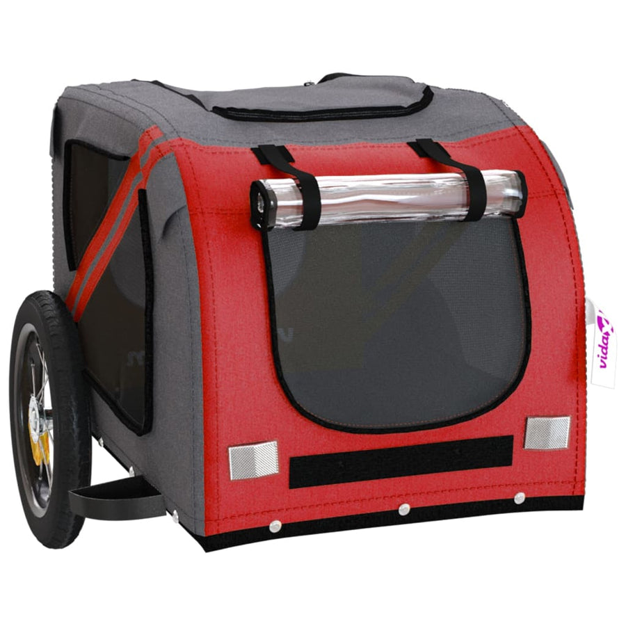 Hondenfietstrailer Oxford Stof En Ijzer En Grijs 124 x 53 x 53 cm Rood