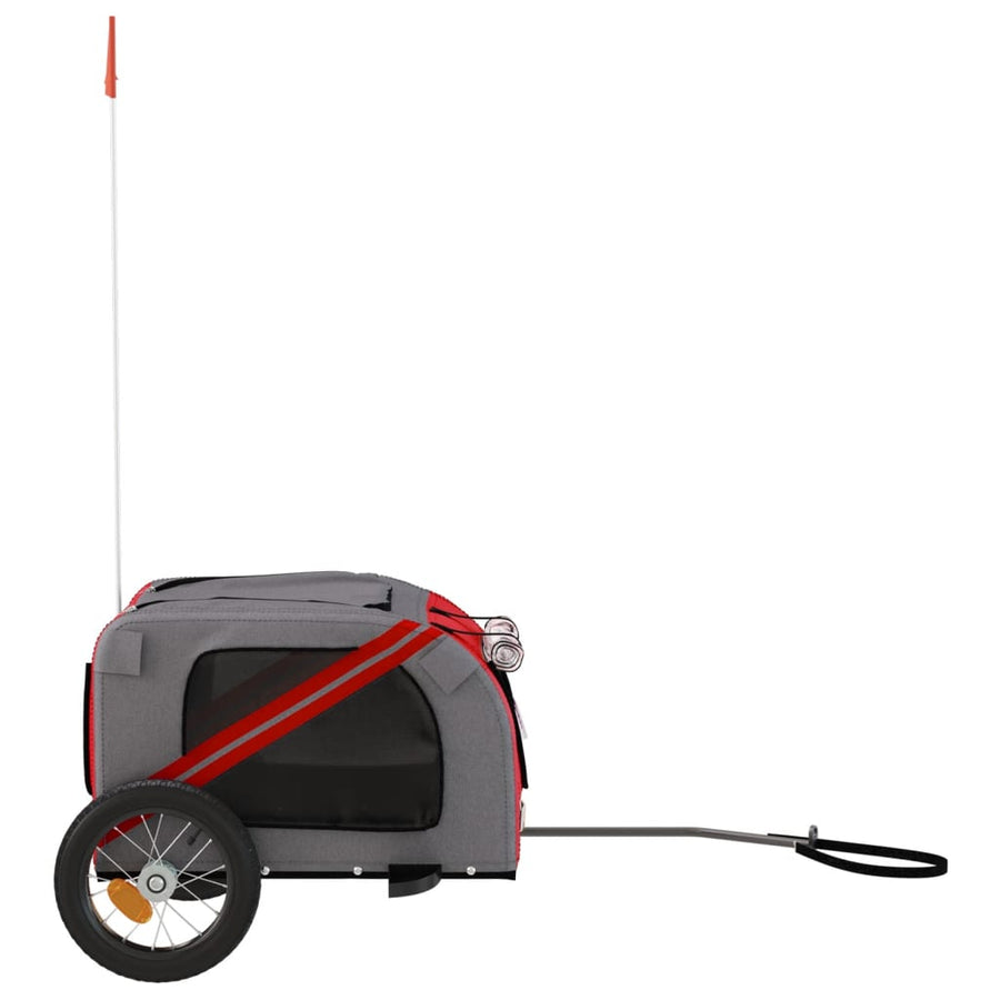 Hondenfietstrailer Oxford Stof En Ijzer En Grijs 124 x 53 x 53 cm Rood