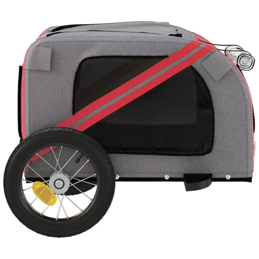 Hondenfietstrailer Oxford Stof En Ijzer En Grijs 124 x 53 x 53 cm Rood
