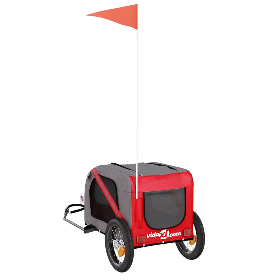 Hondenfietstrailer Oxford Stof En Ijzer En Grijs 124 x 53 x 53 cm Rood