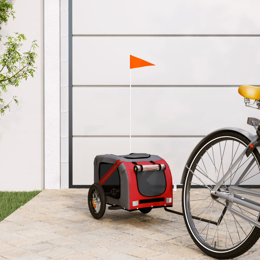 Hondenfietstrailer Oxford Stof En Ijzer En Grijs 124 x 53 x 53 cm Rood
