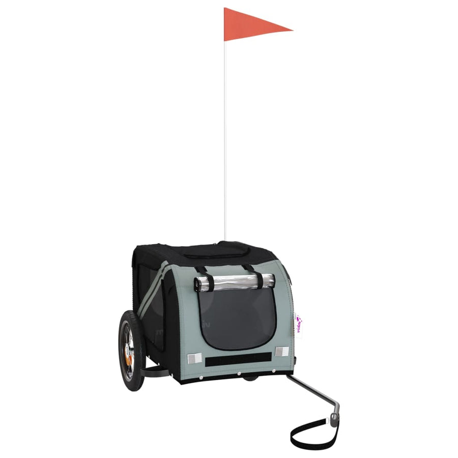Hondenfietstrailer Oxford Stof En Ijzer En Zwart 124 x 53 x 53 cm Grijs
