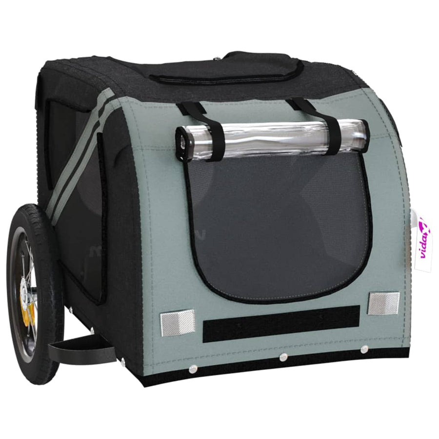 Hondenfietstrailer Oxford Stof En Ijzer En Zwart 124 x 53 x 53 cm Grijs