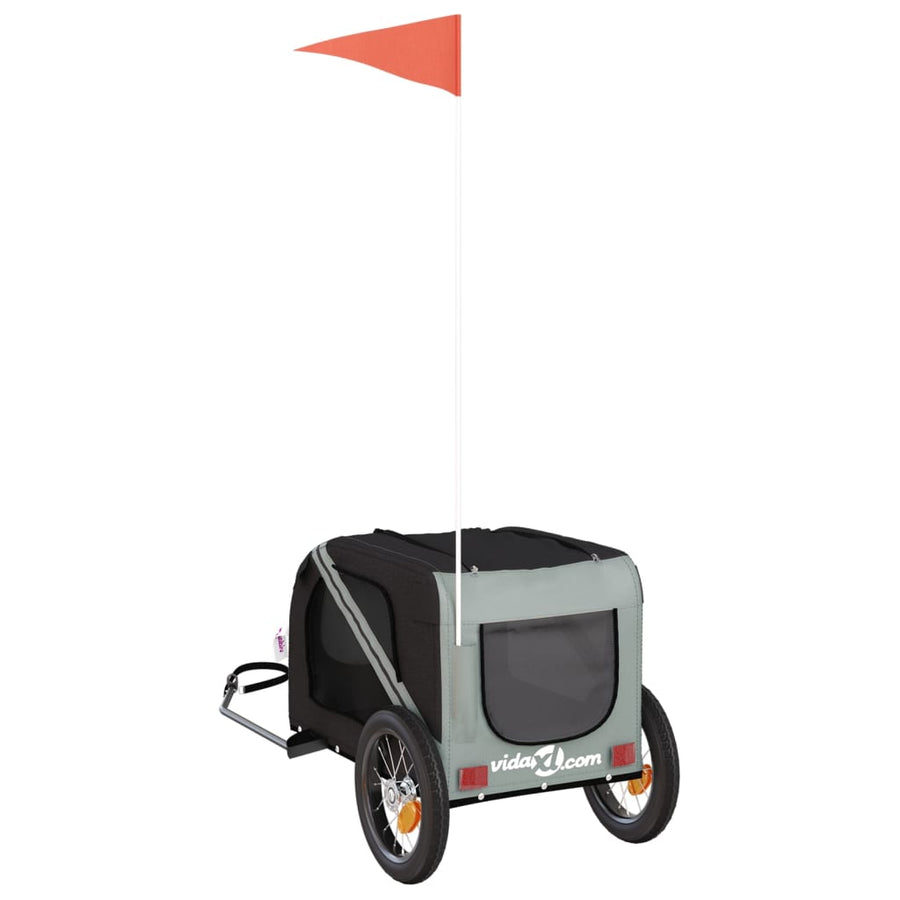 Hondenfietstrailer Oxford Stof En Ijzer En Zwart 124 x 53 x 53 cm Grijs