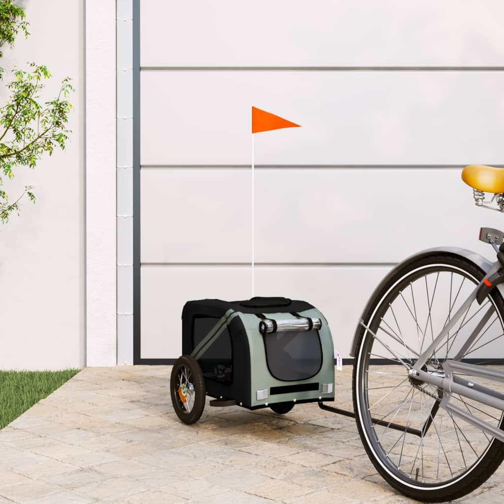 Hondenfietstrailer Oxford Stof En Ijzer En Zwart 124 x 53 x 53 cm Grijs