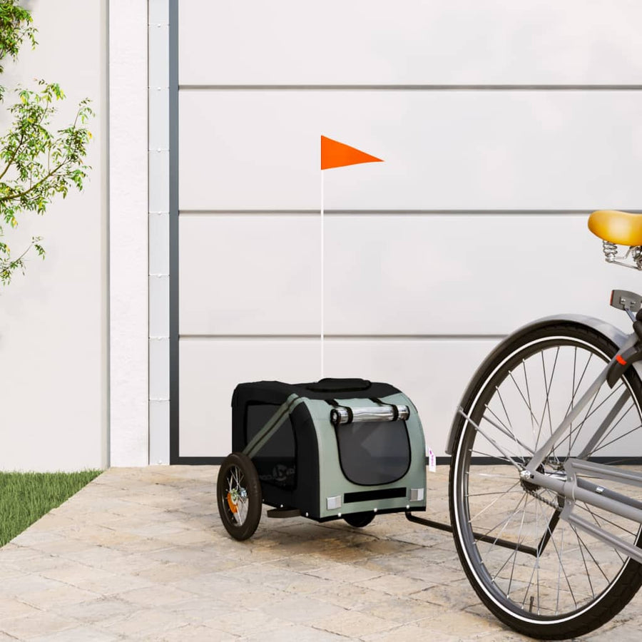 Hondenfietstrailer Oxford Stof En Ijzer En Zwart 124 x 53 x 53 cm Grijs