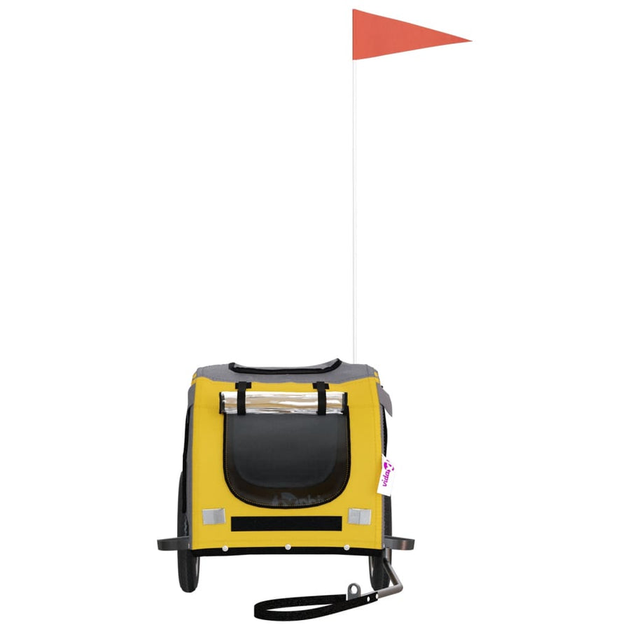 Hondenfietstrailer Oxford Stof En Ijzer En Grijs 124 x 53 x 53 cm Geel