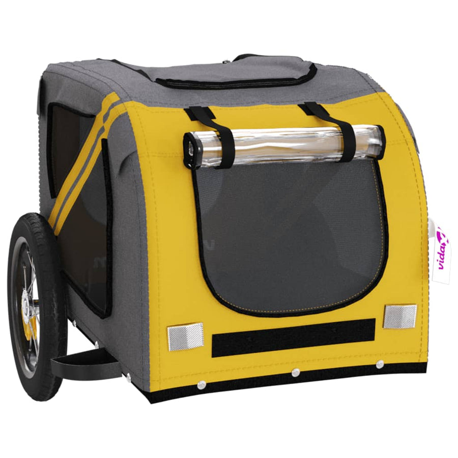 Hondenfietstrailer Oxford Stof En Ijzer En Grijs 124 x 53 x 53 cm Geel