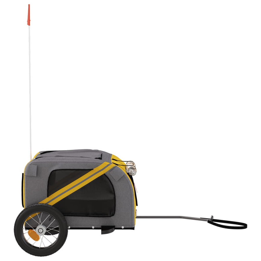 Hondenfietstrailer Oxford Stof En Ijzer En Grijs 124 x 53 x 53 cm Geel