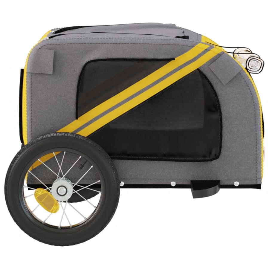 Hondenfietstrailer Oxford Stof En Ijzer En Grijs 124 x 53 x 53 cm Geel