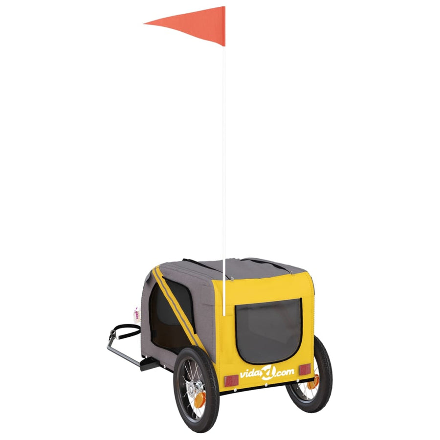 Hondenfietstrailer Oxford Stof En Ijzer En Grijs 124 x 53 x 53 cm Geel